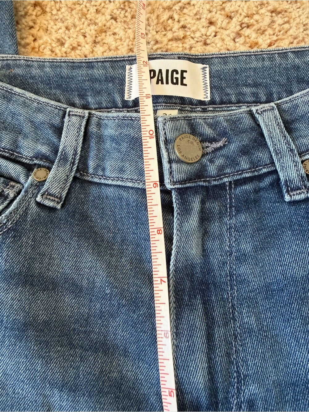 PAIGE Sarah Straight Leg Stretch Denim Jeans, Classic Blue, Size 26 - Picture 9 of 13